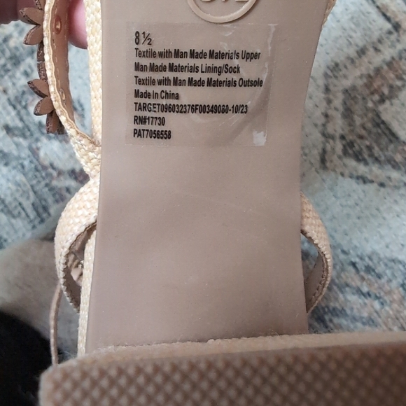 A New Day Women's Woven Tan Sandals With Flower Accented Straps - Picture 7 of 8